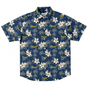 Navy Blue Custom Printed  Hawaiian NFO Shirt
